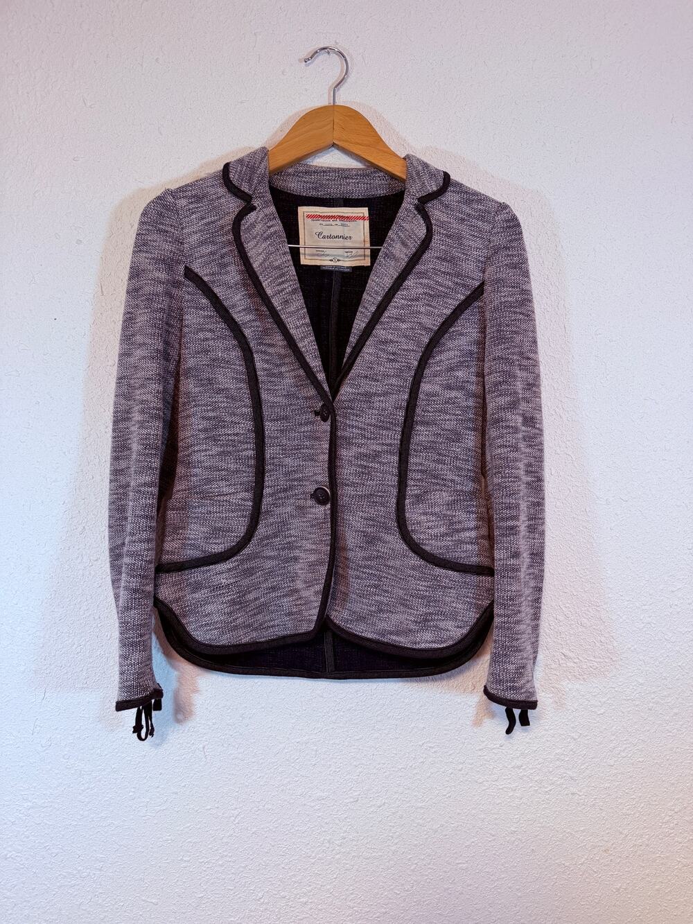 Anthropologie Cartonnier Blazer Gray Knit Size Small